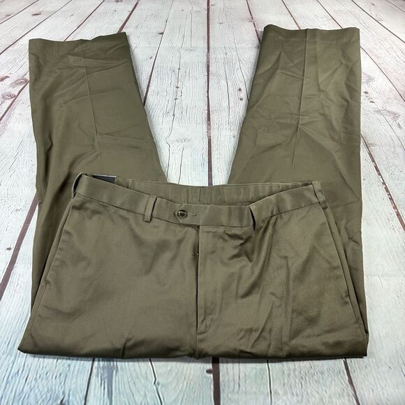 NWT Perry Ellis Portfolio Size 38x29 100% Cotton Flat Front Sandstone Khaki Pant - Picture 1 of 12